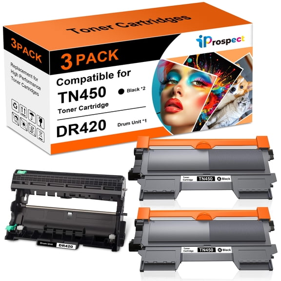 Compatible Toner Cartridge and Drum Unit Replacement for Brother TN450 TN420 DR420 to use with HL-2270DW HL-2280DW HL-2230 HL-2240 MFC-7360N MFC-7860DW 2840 2940 (2 Toner 1 Drum) 3 Pack