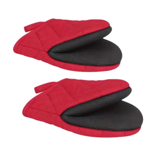 2 piezas Guantes de horno de horno corto al horno multipropósito Anti slip horno soporte para olla de bote de soporte para macetas para la barbacoa de Rojo
