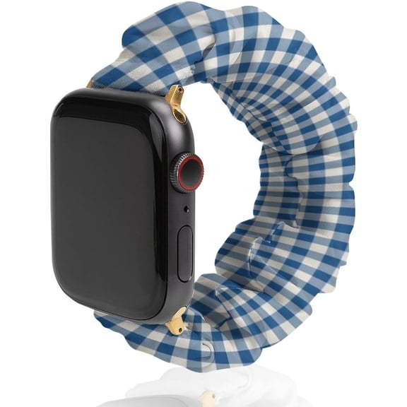 Cute Retro Navy Blue Gingham Plaid Compatible with Apple Watch Band 38mm 40mm 42mm 44mm Women Men, Soft Silicone Sport IWatch Bands Replacement Strap Compatible for IWatch Series 7 6 5 4 3 2 1 SE