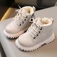 thumbnail image 2 of ASFGIMUJ Toddler Girl Dress Shoes Size 12 Months-18 Months Velvet Thickened Warm Short Boots Fashionable Outdoor Flat Princess Leather Boots Kids Sneakers, 2 of 5