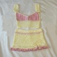 thumbnail image 4 of Falda Y2K Estilo Ladies Crochet Crop Top Falda Ombligo Expuesto Sin Mangas Traje de Vacaciones Cgtredaw Rosa T L para Mujer, 4 of 6