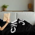 thumbnail image 3 of Choose Joy Soft Flannel Fleece Blanket, Typography with Grid Stripes Polka Dots Flowers in Text Font Simplistic, Cozy Plush for Indoor and Outdoor Use, 60" x 80", Dark Grey and White, by Ambesonne, 3 of 5
