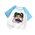 thumbnail image 1 of T-shirts Filles Mignons Col Rond Manches Courtes Imprimé Manches Raglan Tee Été Décontracté Vêtements Bébé Filles Bleu 3-4 Ans, 1 of 4