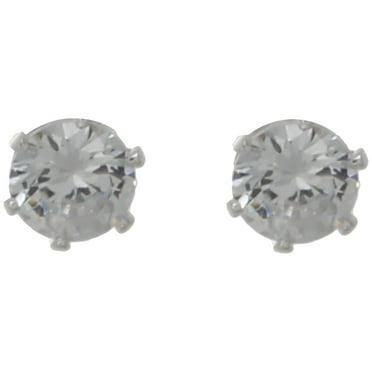 Time and Tru Women's Silvertone Cubic Zirconia Stud