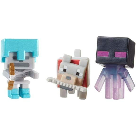 Minecraft 3-Pack Teleporting Enderman, Wolf With Bone And Skeleton With Diamond Armor Figures