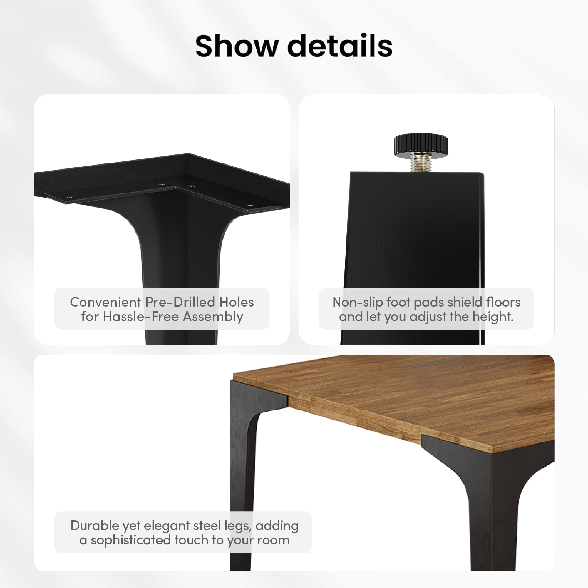 AllForWood Spade Dining Table Leg Modern and Minimalist Metal Legs for DIY Table Projects (Set of 4).