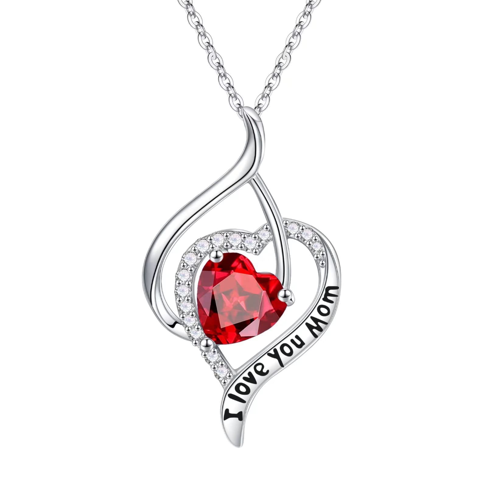 AUNOOL Mom Gifts Mom Necklaces with Preserved Red Rose 925 Sterling