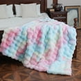 thumbnail image 3 of Thehsnt Soft Throw Blanket Thickened Bubble Plush Office Home Bed Sofa Travel Heat Retention Cozy Warm Colorful Winter Blanket, 3 of 9