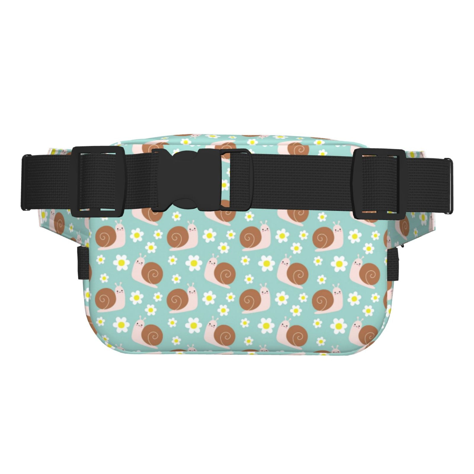 Picia Snail And Flower Print Square Double-Layer Waist Bag Mini Adjustable Waist Belt Bag Exercise Running Travel Hiking