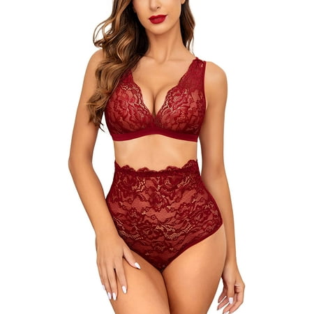 Avidlove Sexy Lingerie for Women High Waist Bra and Panty Set Strappy Bodysuit