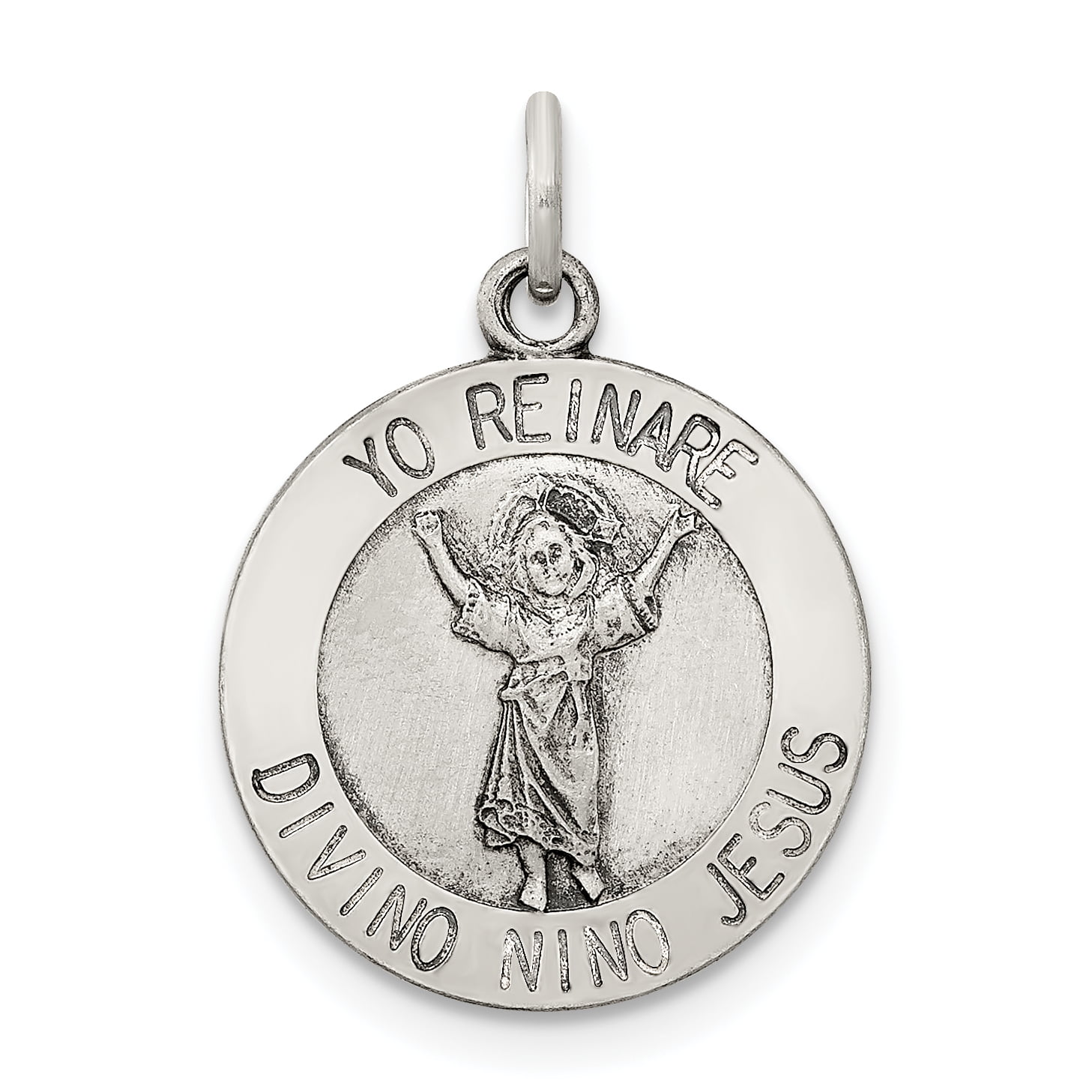 Rhodium Plated Divine Child Jesus Medal Screw Back Baby Girls Earrings 