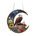 thumbnail image 2 of Independence Day Decoration 2D Acrylic Suncatcher Colorful Window Hanging, Moon Catcher Panel for Home Decor Car Garden Gift Vibrant Eagle & Moon Stained Glass Suncatcher, 6", 2 of 6