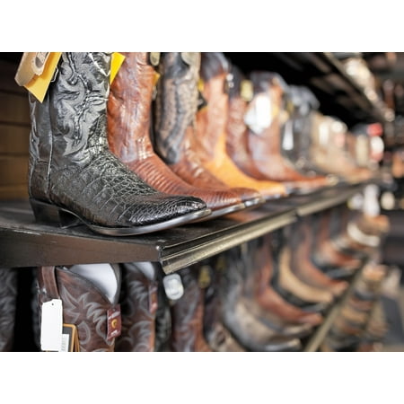 Rows Of Cowboy Boots In A Western Clothing Store Banff Alberta Canada Canvas Art - Ken Gillespie Design Pics (32 x 24)