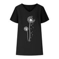 thumbnail image 3 of WREESH Women's Summer Fashion T-Shirts Loose Graphic V-Neck Tops in Cotton Linen Blended Black, 3 of 6