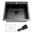 thumbnail image 3 of Milosen 25" x 22" x 10" Black Stainless Steel Drop-In Sink, 3 of 8
