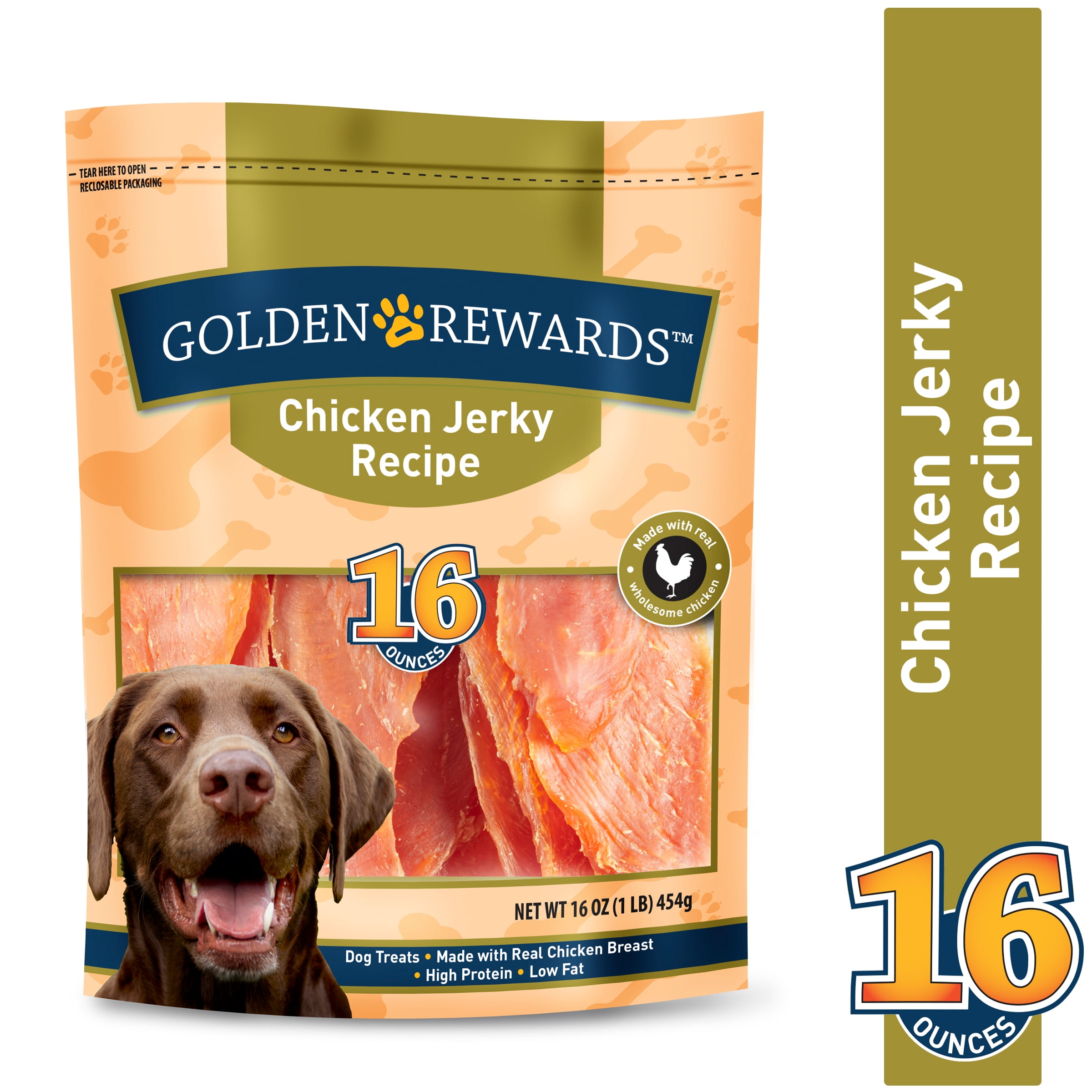 Golden Rewards Jerky Recipe Dog Treats, Chicken, 16 oz