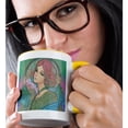 thumbnail image 2 of 3drose, Art Nouveau Woman. Beautiful Lady in Green, Blue, Pink Colors Gift, 11oz Two-tone Yellow Mug, 2 of 6