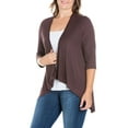 thumbnail image 3 of 24seven Comfort Apparel Plus Size Elbow Length Sleeve Open Cardigan, 3 of 4