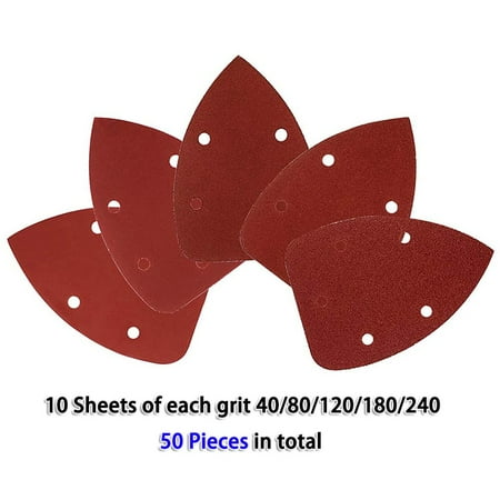 

BAMILL 50Pcs/Set Mouse Detail Sander Hook&Loop Sandpaper Triangle Sanding PaperAssorted