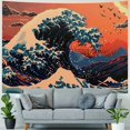 thumbnail image 4 of PRATYUS  The Great Wave Tapestry Japanese Ocean Sea Wave Tapestries Vintage Asian Anime Tapestry Aesthetic Kanagawa Tapestry Mountain Sunset Tapestry Wall Hanging for Room 40x30inch, 4 of 6