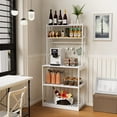 thumbnail image 3 of IVV Bamboo Bakers Rack, 5-Tier Microwave Stand, Kitchen Utility Storage Shelf with 4 S-Shaped Hooks, Coffee Bar Table Station, Standing Rack, 30.75"L x 15"W x 65.75"H, White, 3 of 9