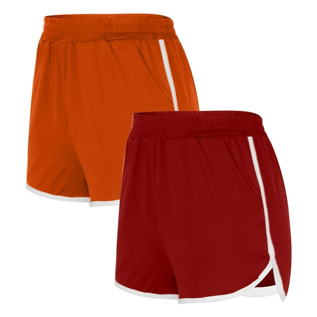 Timegard Shorts pour Femmes 2 Pcs Shorts d'Été Décontractés de Plage Shorts d'Entraînement Taille Élastique Shorts Confortables avec Poches