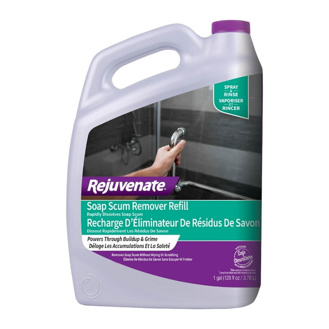 Rejuvenate Scrub Free Soap Scum Remover Cleaning Formula - Spray and Rinse for Streak Free Finish on Glass, Ceramic Tile, Chrome, Plastic and More