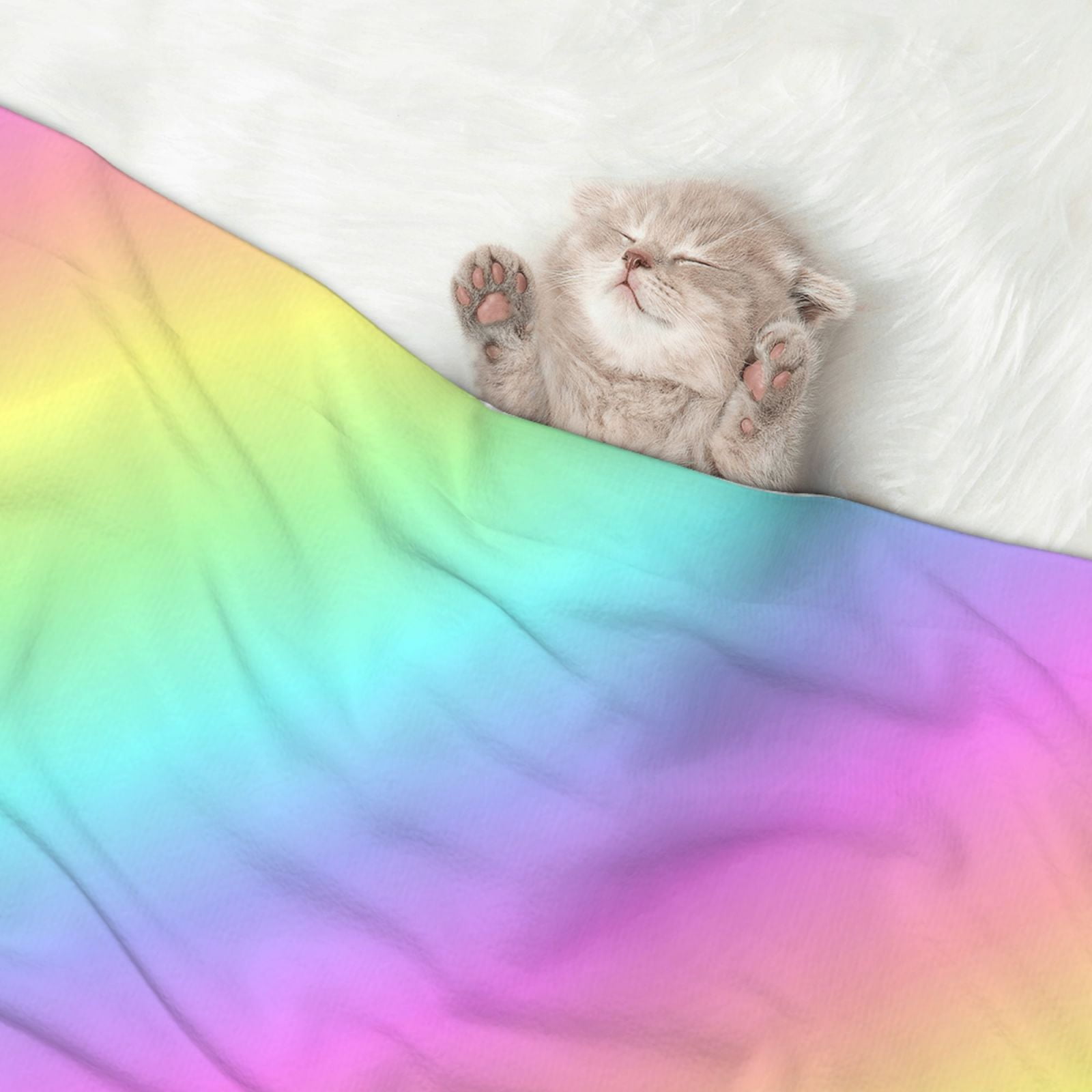 Rainbow Stripe Dog Blanket Soft Warm Flannel Cat Blanket Great Pet Throw for Cats Puppy Small Medium Large Dog