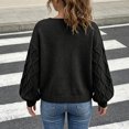 thumbnail image 4 of Edvintorg Womens Sweaters Floral Long Sleeve Casual Knit Sweater V Neck Loose Pullover Top Womens Fashion Black M, 4 of 6