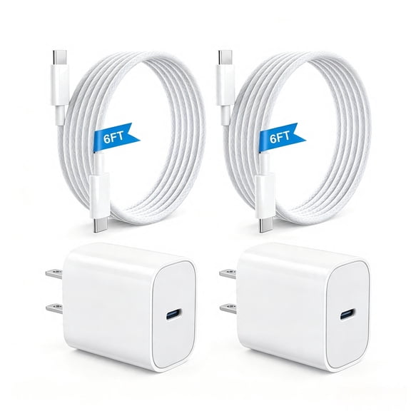 iPhone 18 17 16 15 Charger Fast Charging, 2 Pack USB C Charger Block with 6FT USB C to C Cable, White USB-C Wall Charger for iPhone 17/Pro/Pro Max/17 Air/16/Pro/Pro Max/15/Pro/Pro Max, iPad Pro Case