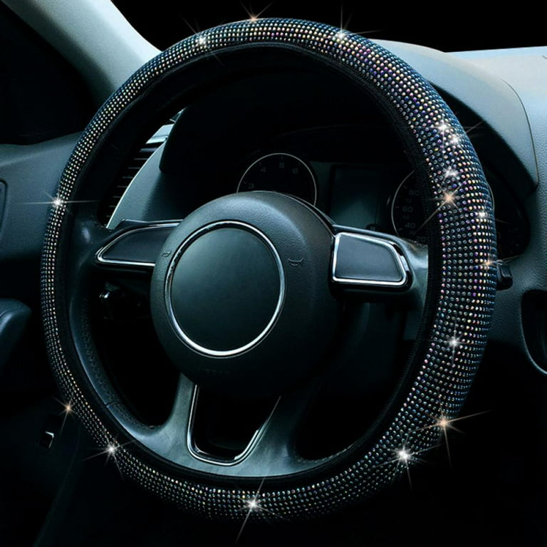 Black Rhinestone Car Interior Accessories Diamond Steering Wheel