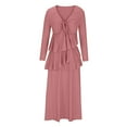 thumbnail image 6 of Summer Saving Wycnly Summer Dresses for Women Casual Solid Tie Front Ruffle Swing Tunic Maxi Dresses 2024 3/4 Sleeve V-Neck Plain Long Formal Dress Pink XXL, 6 of 6