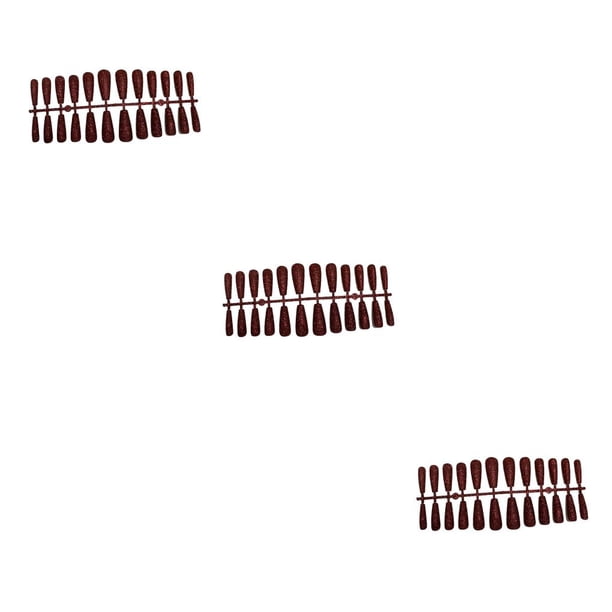 Vogacara 24 piezas de polvo brillante para uñas postizas en forma de T color rojo oscuro