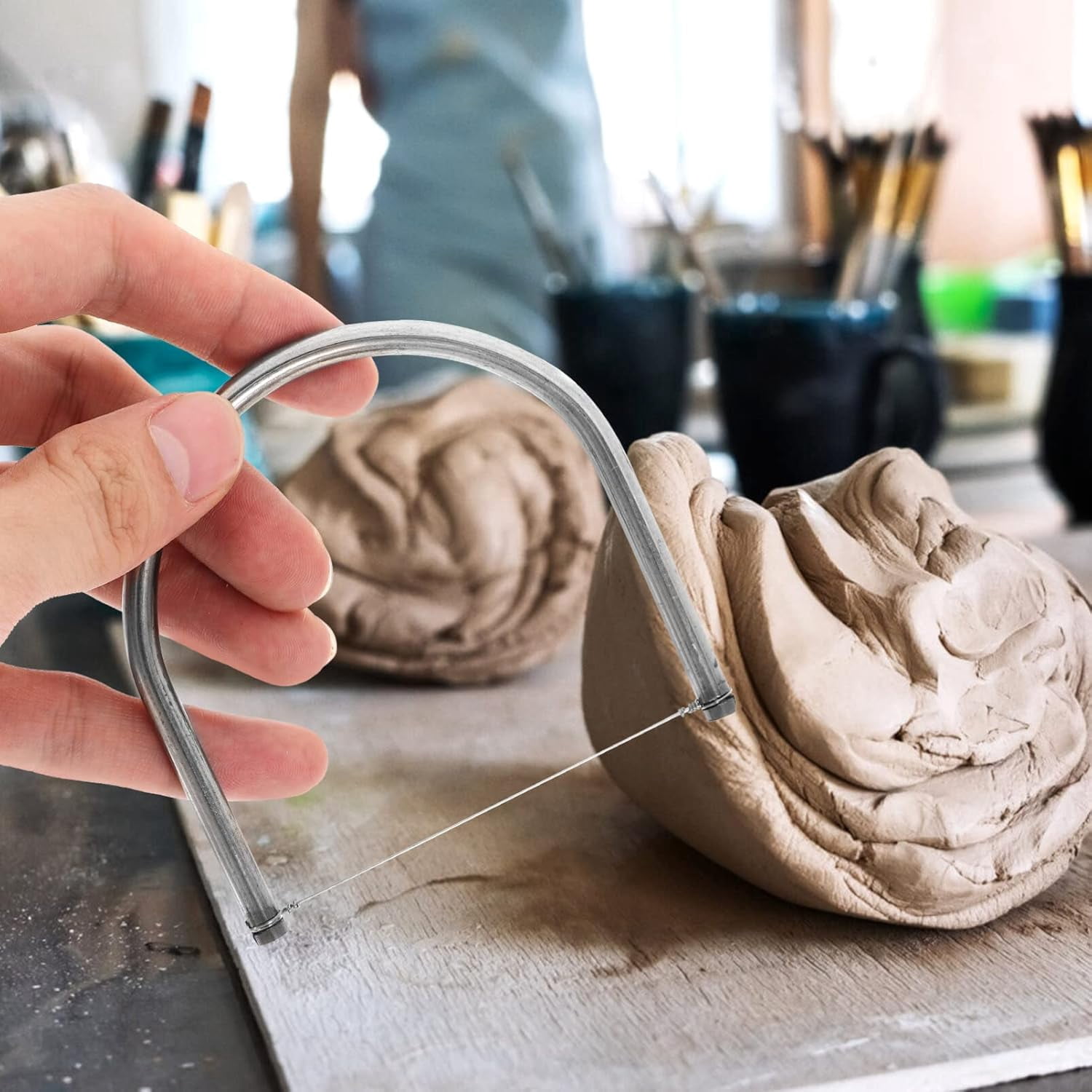Angle Cutting Clay Tool Stainless Steel Wire Bevel Cutter Trimming Pottery Clay Sculpting Tool DIY for Pottery Ceramics and Sculpting