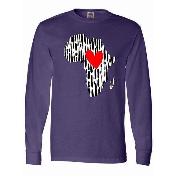 Inktastic Black History Month Ink Print African Heart Long Sleeve T-Shirt