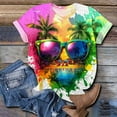 thumbnail image 5 of Sakmal Tropical Shirts for Women Beach Short Sleeve Crew Neck Hawaiian Shirts Womens Workout Tops, 5 of 8