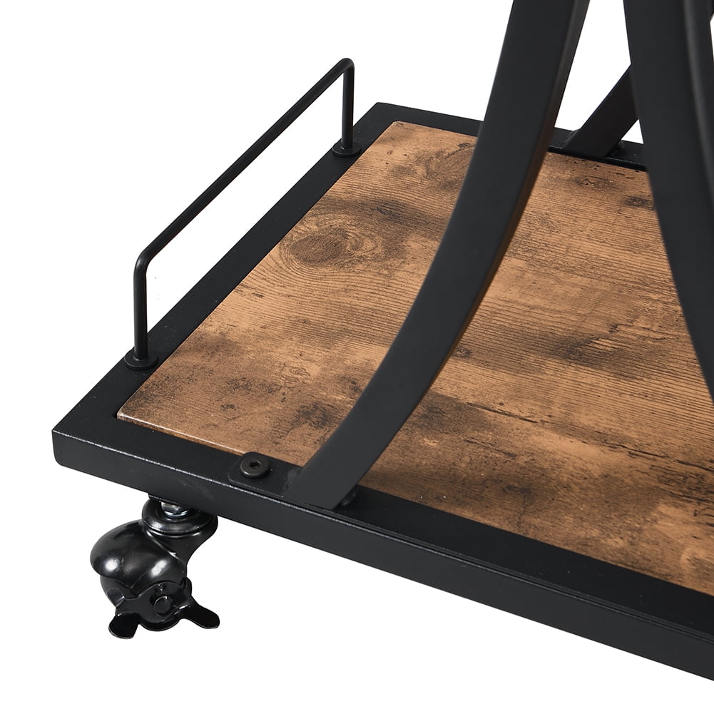 Kepooman Bar Carts, Industrial Bar Cart with Wine Rack and Glass Holder for Home, Black Kepooman Bar Carts, Industrial Bar Cart with Wine Rack and Glass Holder for Home, Black