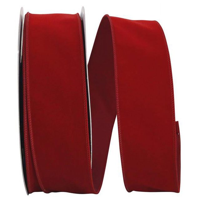 Reliant Ribbon 92270W-908-40K Value Velvet Wired Edge Ribbon - Scarlet - 2.5 in. x 50 yards