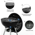 thumbnail image 4 of 18 Inch Portable Charcoal Grill - Heavy Duty Kettle BBQ Smoker with Built-in Thermometer & Removable Water-Rinsable Ash Catcher, 4 of 8