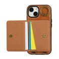 thumbnail image 4 of Allytechgroup Stylish iPhone 15 Wallet Case, Secure Phone Case for Apple iPhone 15, Multi-functional and Durable, Ring Holder Hand Wrist Stand Shockproof Case for Women Men, Brown, 4 of 7