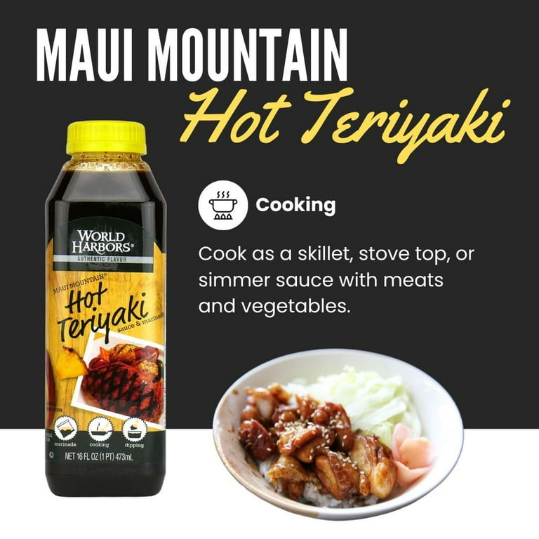 World Harbors Maui Mountain Hot Teriyaki Sauce & Marinade 16 Oz