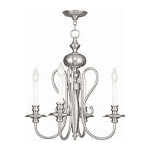 Brushed Nickel Livex 4 Light Caldwell Chandelier Lighting Ceiling Lamp 5164-91