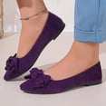 thumbnail image 4 of Ballet Flats Shoes for Women Bowknot Round Head Fashionable Casual Versatile Large Size Wedge Heel Shallow Mouth Shoes Party And Date, 4 of 5