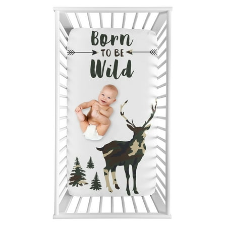 UPC: 0846480077589 | Sweet Jojo Designs Woodland Camo Deer Boy Fitted Crib Sheet Baby or Toddler Bed Nursery Photo Op – Beige Green and Black Rustic Forest Animal Camouflage
