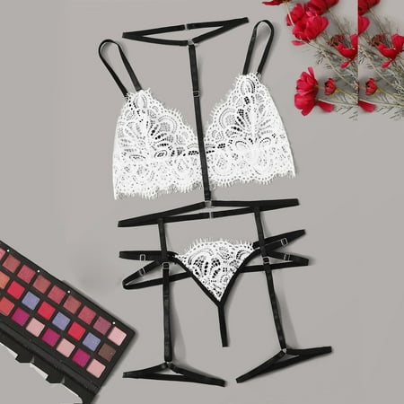 

〖TOTO〗Intimates For Women Fashion New Women Lace Black Lingerie V-Neck Underwear Thong