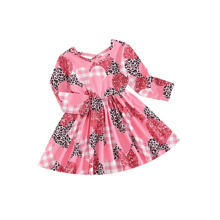 

Merqwadd Skater Dress with Heart Print for Baby Girls on Valentine’s Day