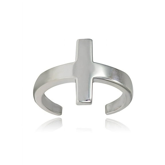 Sterling Silver Polished Cross Toe Rings