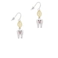 thumbnail image 2 of Delight Jewelry Silvertone Enamel Tooth Goldtone Leaf French Earrings, 2 of 4