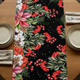 thumbnail image 5 of Table Runners 70 Inches Long Dress Scarves, Cardinal Bird Farmhouse Coffee/Dining/Kitchen Table Decor, Holiday Table Runner, Winter Poinsettia Pine Cones Berry Black 13x70 Inch, 5 of 9