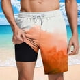 thumbnail image 2 of LpwkSSA Mens Ombre Print Swim Trunks Quick Dry Fabric Design Elastic Waistband Relaxed Silhouette for Beach Trips Orange XXL, 2 of 6